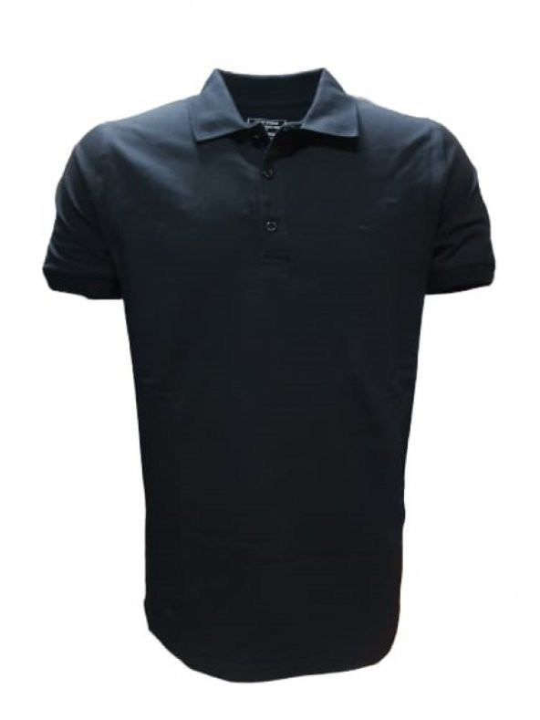 Rey Polo Erkek Basic Polo Yaka Kısa Kol T-shirt 434 - Siyah - XXL