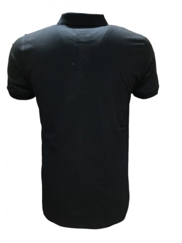 Rey Polo Erkek Basic Polo Yaka Kısa Kol T-shirt 434 - Siyah - M