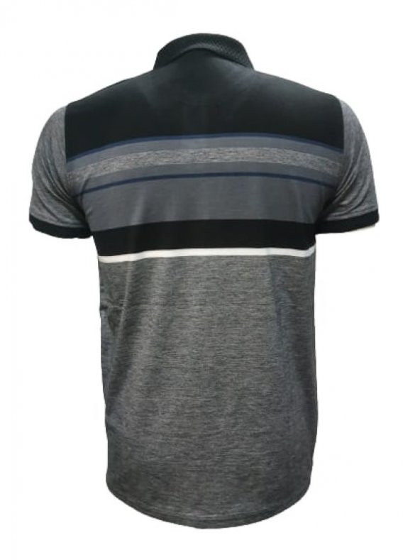 Rey Polo Basic Çizgili Polo Yaka Kısa Kol T-shirt 129 - Siyah - XXL - 2