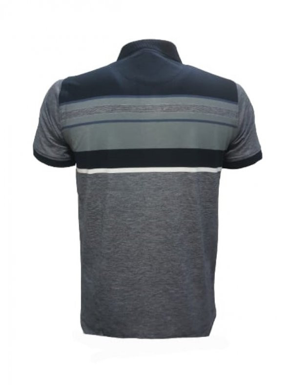 Rey Polo Basic Çizgili Polo Yaka Kısa Kol T-shirt 129 - Lacivert - M