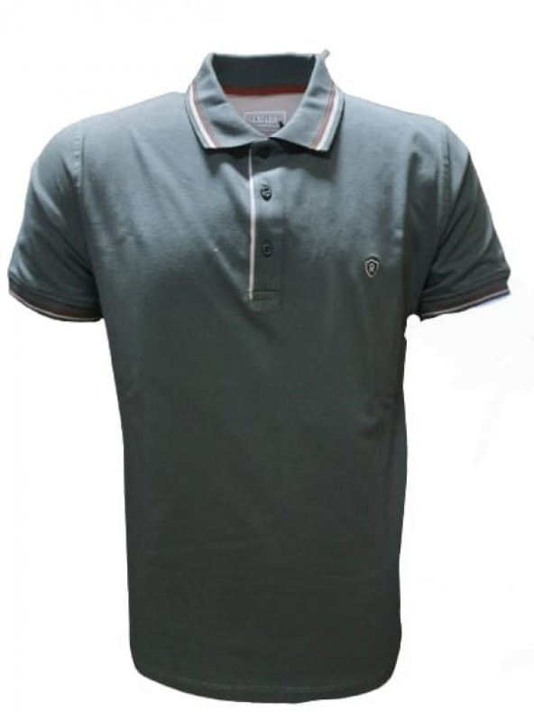 Rey Polo Erkek Basic Polo Yaka Kısa Kol T-shirt 463 - Yeşil - L
