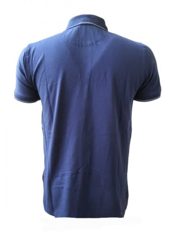 Rey Polo Erkek Basic Polo Yaka Kısa Kol T-shirt 466 - Mavi - L - 2