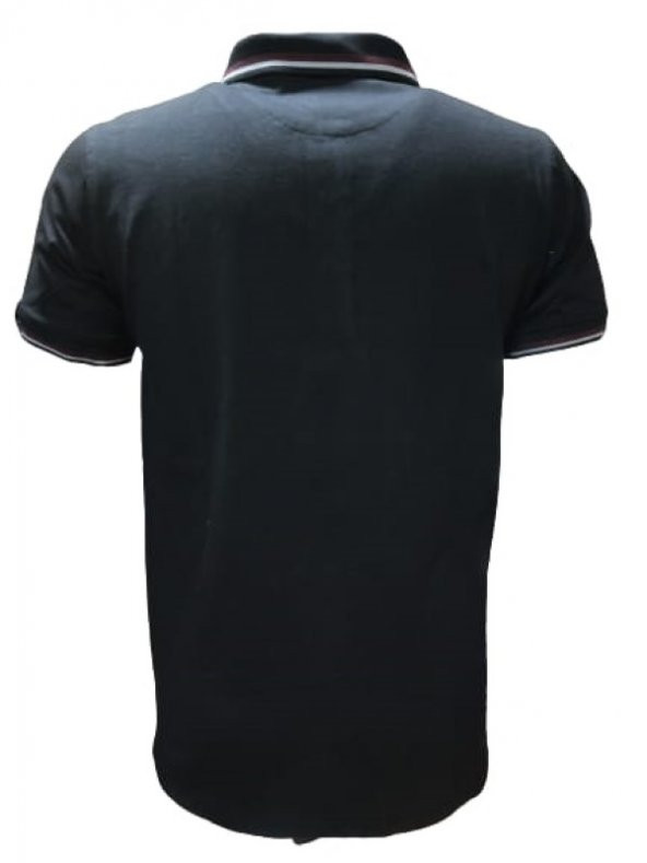 Rey Polo Erkek Basic Polo Yaka Kısa Kol T-shirt 463 - Siyah - XXL