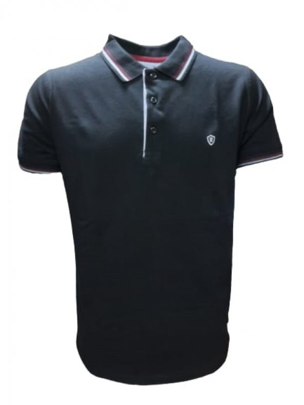 Rey Polo Erkek Basic Polo Yaka Kısa Kol T-shirt 463 - Siyah - L