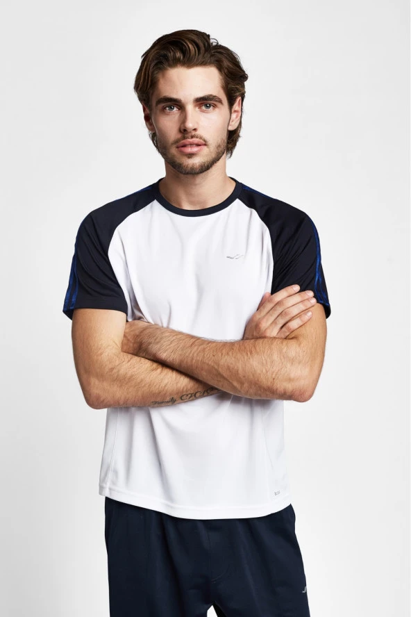 Lescon Erkek Kısa Kollu T-shirt 19B-1126  - Beyaz-K.Lacivert - L - 2