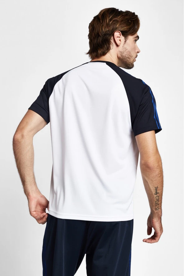 Lescon Erkek Kısa Kollu T-shirt 19B-1126  - Beyaz-K.Lacivert - L - 4