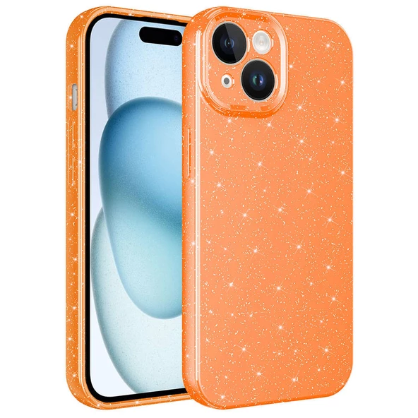 iPhone 15 Kılıf Kamera Korumalı Simli Lüks Koton Kılıf - 6