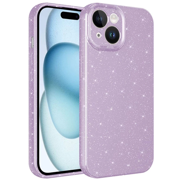 iPhone 15 Kılıf Kamera Korumalı Simli Lüks Koton Kılıf - 4