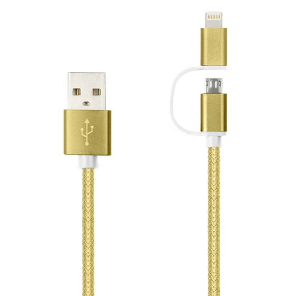 LinkTech K555 2in1 Micro USB + iPhone 1.2mt Şarj ve Data Kablosu - 2