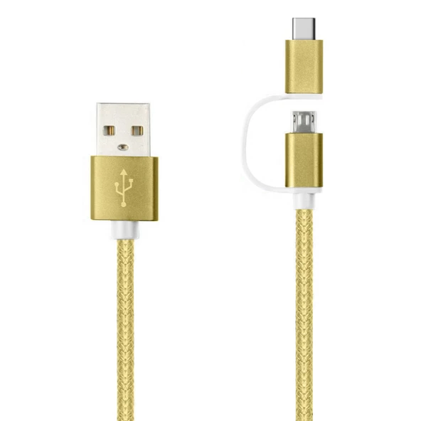 LinkTech K556 2in1 Micro USB + Type-C 1.2mt Şarj ve Data Kablosu - 2
