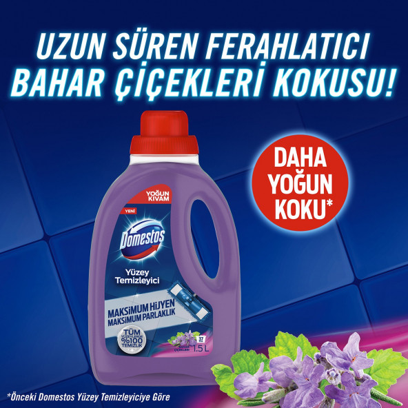 Domestos Yüzey Temizleyici Bahar Çiçekleri Maksimum Hijyen Tüm Yüzeyler İçin 1500 ML x 3 Adet - 6
