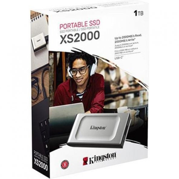 Kingston 1TB XS2000 Mini USB 3.2 Gen 2.2 Type C Gri Taşınabilir SSD - 2