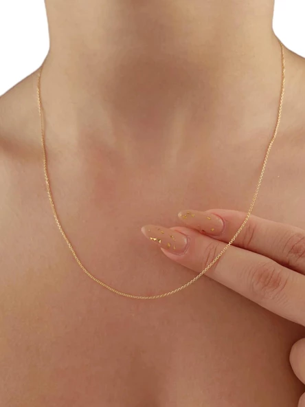 14 Ayar Altın İnce Forse Zincir Kolye - Resim 2