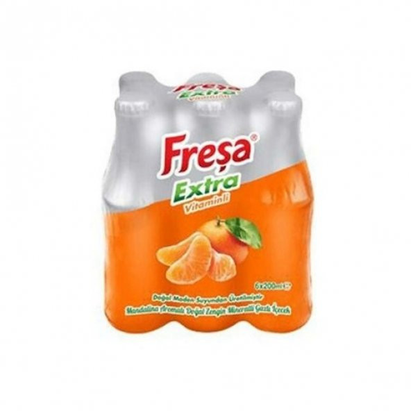Freşa Extra Mandalina  Aromalı Doğal Maden Suyu 6x200 ml. (meyveli soda) (24lü)
