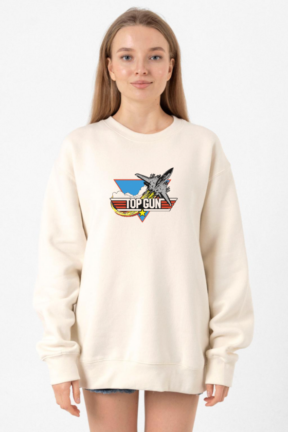 Top Gun Vintage Jet Stars Ekru Kadın 2ip Sweatshirt