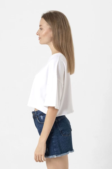 Willy Wonka Logo Beyaz Kadın Crop Tshirt - 2