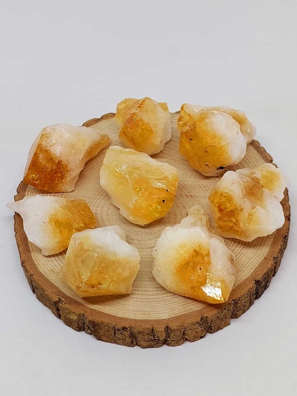 Sitrin Taşı Doğal Ham Kütle Parça Piramit Uçlu - 5