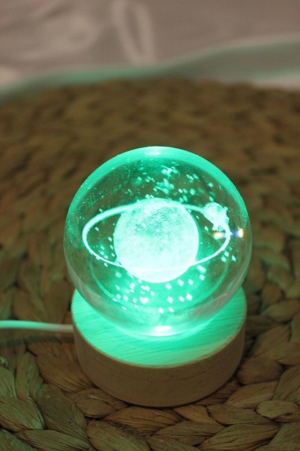 3 D Samanyolu Temalı Satürn Kız Işıklı Cam Küre Usb Tek Renk 7 cm