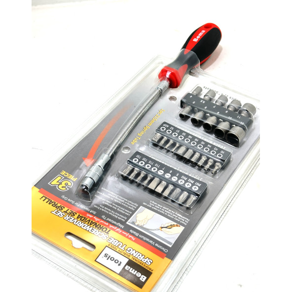 Bema 1/4 Bits Tornavida Lokma Uçları Seti Takımı Spralli Mafsallı 31 Parça - 2