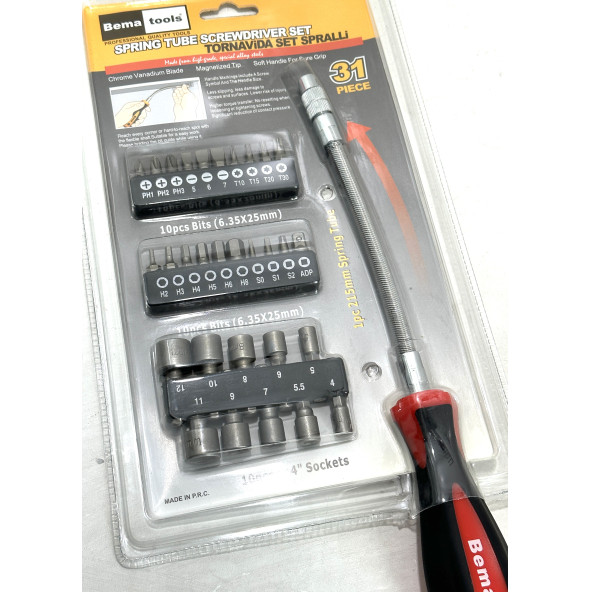 Bema 1/4 Bits Tornavida Lokma Uçları Seti Takımı Spralli Mafsallı 31 Parça - 3