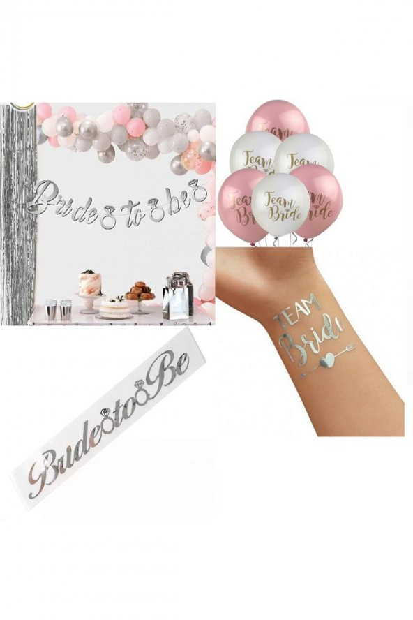 Bride To Be Partisi Seti 1 Kuşak, 10 Balon, 10 Dövme 1 Bride To Be Yazı Bride Bekarlığa Veda