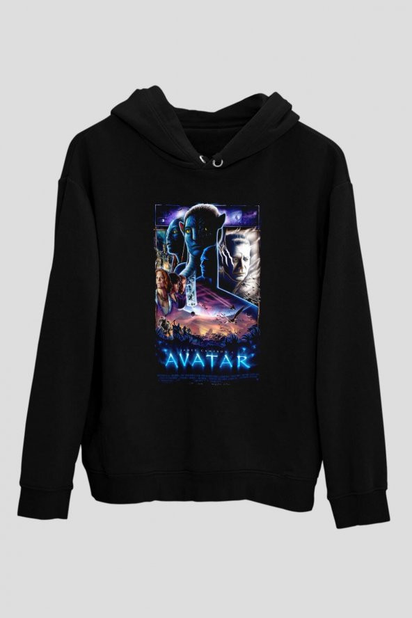 Avatar Baskılı Unisex Siyah Hoodie
