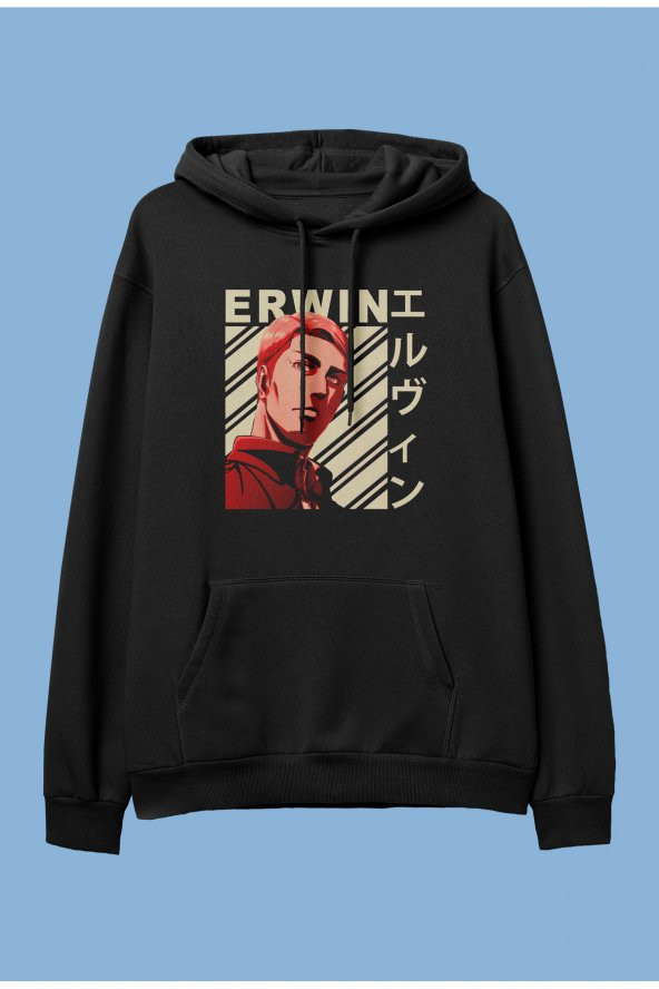 Attack on Titan Erwin Smith anime karakter baskılı kapüşonlu sweatshirt hoodie - 1