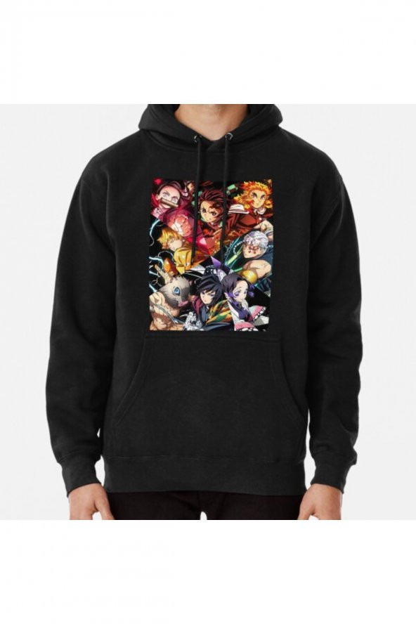 Anime and Manga Baskılı Kapşonlu Sweatshirt Hoodie