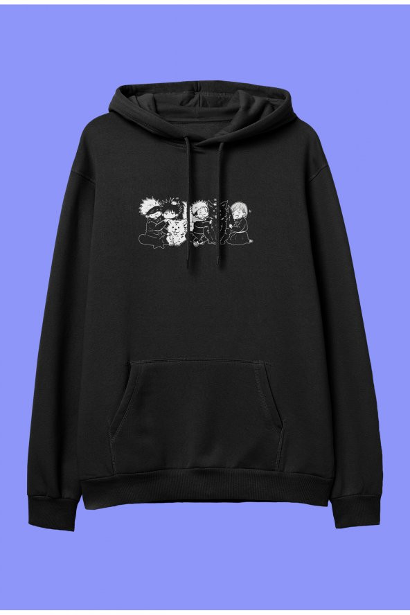 Jujutsu Kaisen Sevimli köpek ve karakterler anime baskılı kapüşonlu sweatshirt hoodie - 1