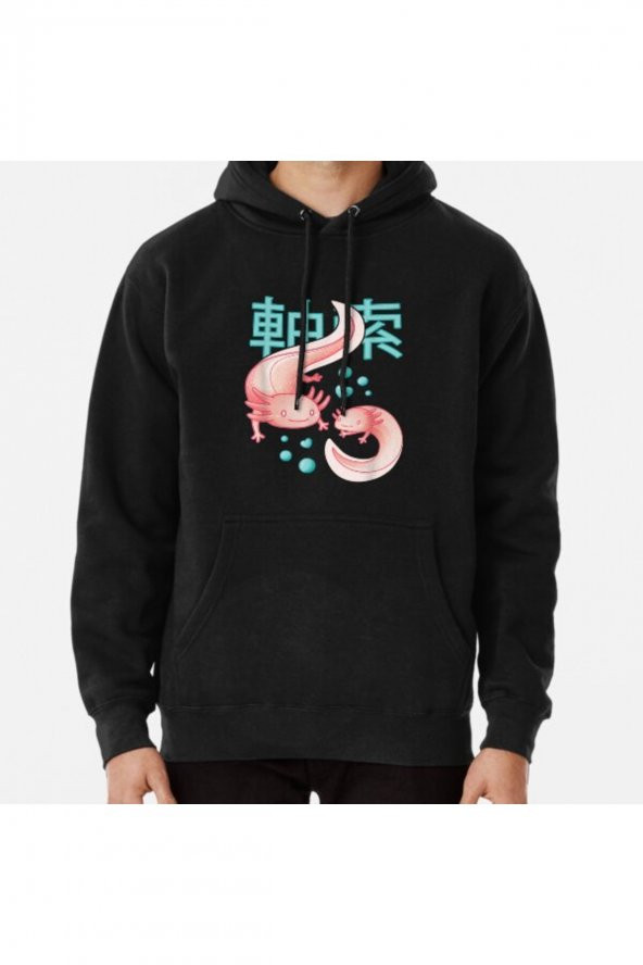 Axolotls Japanese Harajuku Anime Axolotl Baskılı Kapşonlu Sweatshirt Hoodie