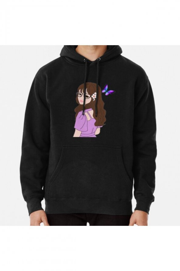 anime art for Teen girls anime Anime lovers Anime girl with butterfly Baskılı Sweatshirt