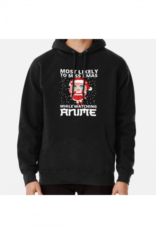 Funny Anime Girl Gifts,Lovers For Girl,Anime Christmas 2021 Baskılı Kapşonlu Hoodie - 1