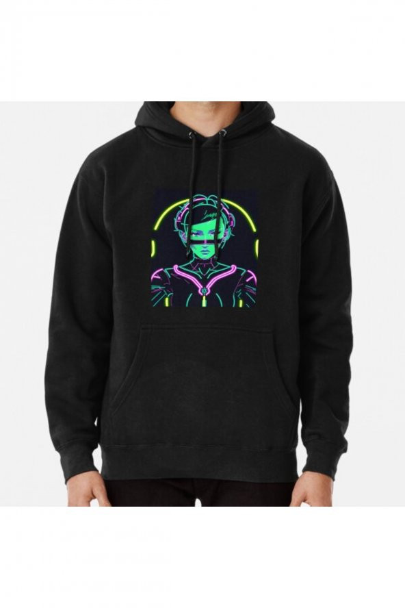 Anime Cyborg Bella Hadid #1 Baskılı Kapşonlu Sweatshirt Hoodie - 1