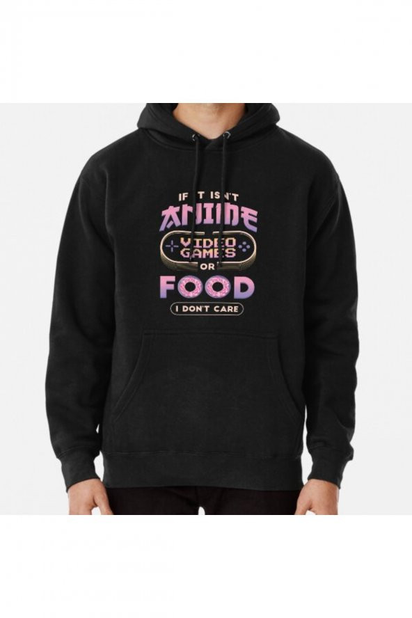 Anime video Games Food Funny Video Games Gamer Anime Fun Baskılı Kapşonlu Sweatshirt Hoodie