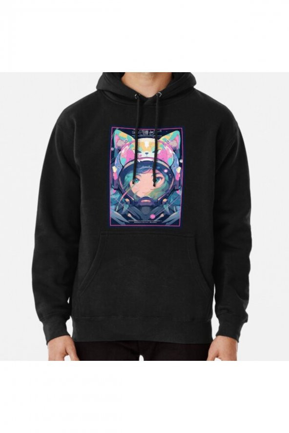 Anime Cat Girl,Design,Chibi Cat Girl Miaw,Manga Anime Art Baskılı Hoodie - 1