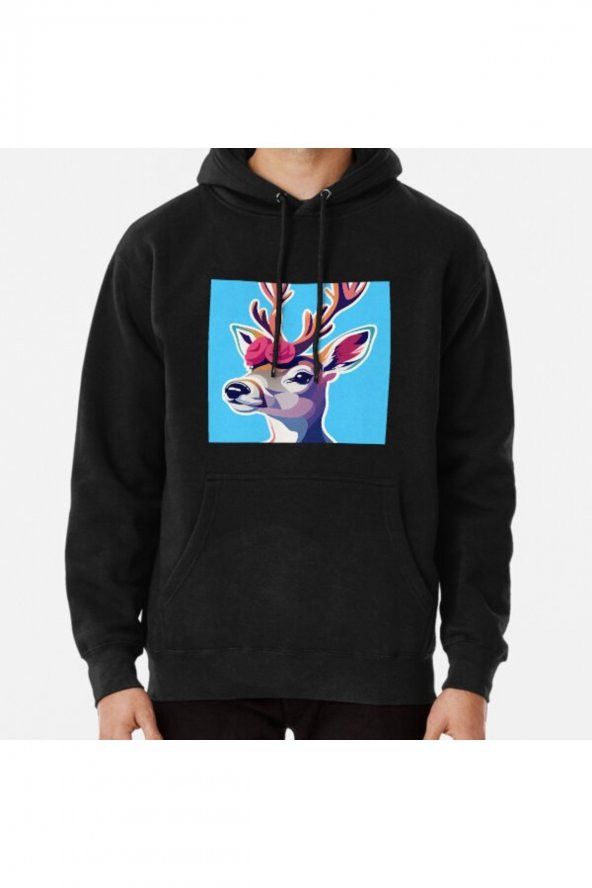 Vibrant Mini Deer Sticker Set: Add Cuteness to Your World Baskılı Kapşonlu Sweatshirt Hoodie