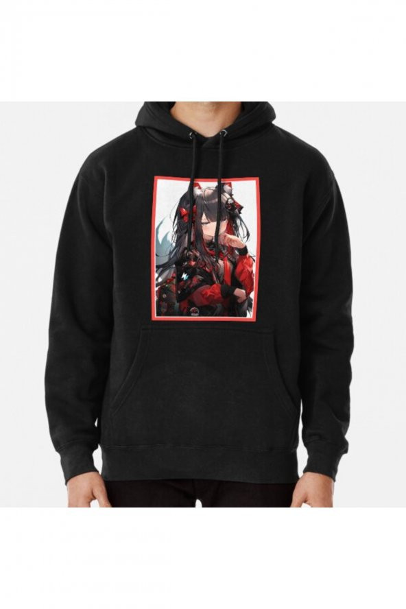 Aesthetic Anime Girl Red,Design,Chibi Manga Art Baskılı Kapşonlu Sweatshirt Hoodie