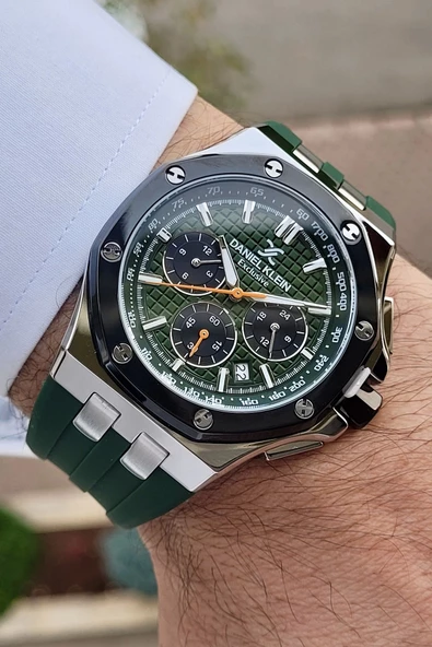 Daniel Klein DKISTE852 Kasası Gümüş Kordonu Yeşil Renk İç Göstergeleri Aktif Erkek Kol Saati - Resim 3