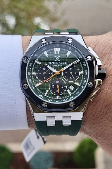 Daniel Klein DKISTE852 Kasası Gümüş Kordonu Yeşil Renk İç Göstergeleri Aktif Erkek Kol Saati - Resim 2