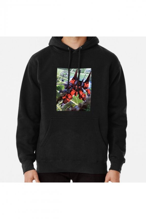 Anime Gundam Vintage Old School Best Anime Characters Cool War Robot Red Baskılı Hoodie