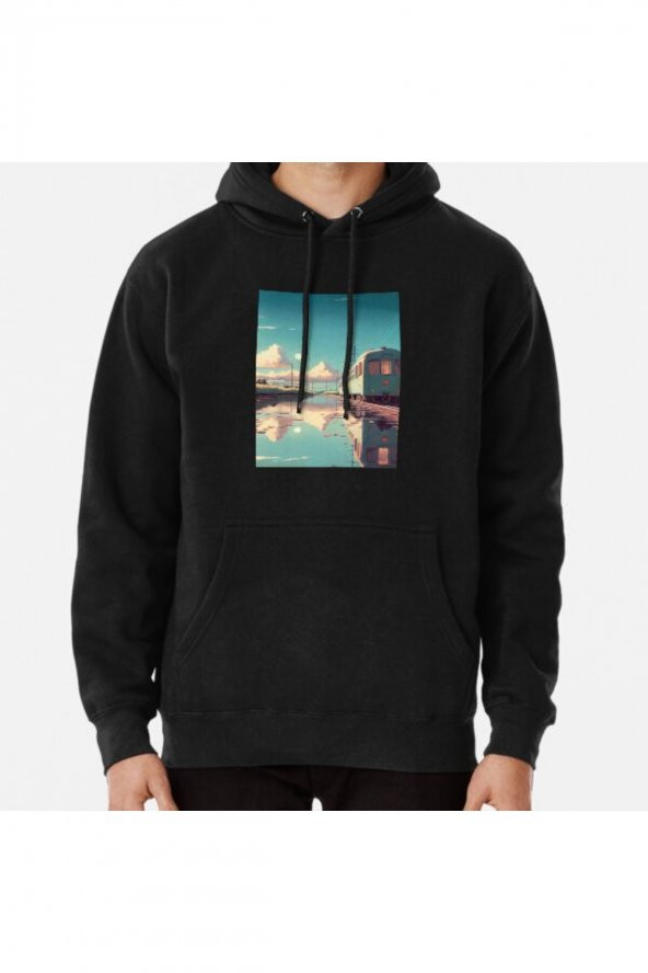 Anime Style Old Japanese Train 4 Baskılı Kapşonlu Sweatshirt Hoodie