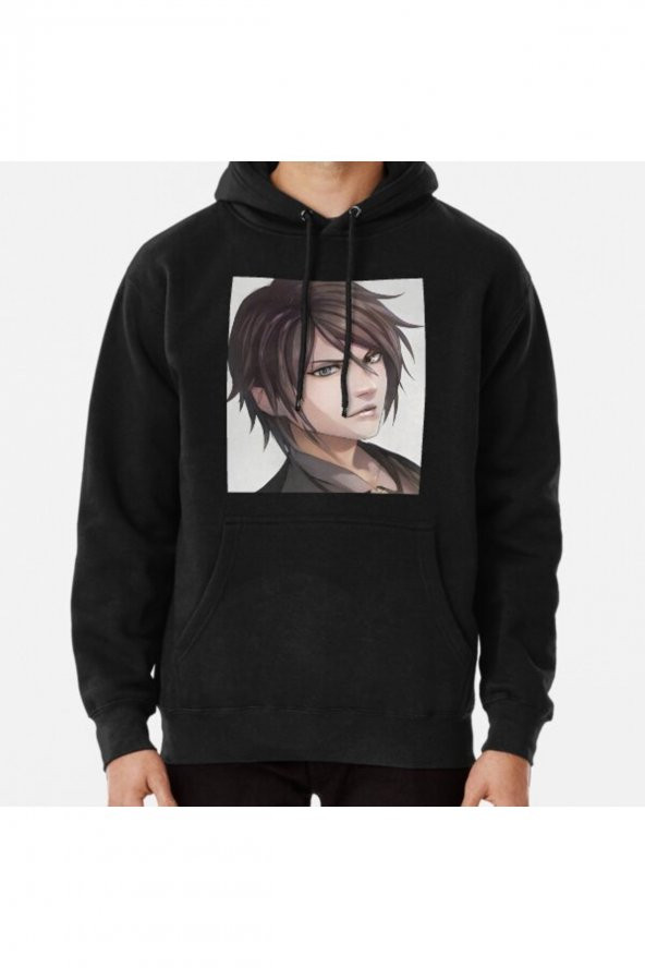 Black Hair Anime Boy Baskılı Kapşonlu Sweatshirt Hoodie