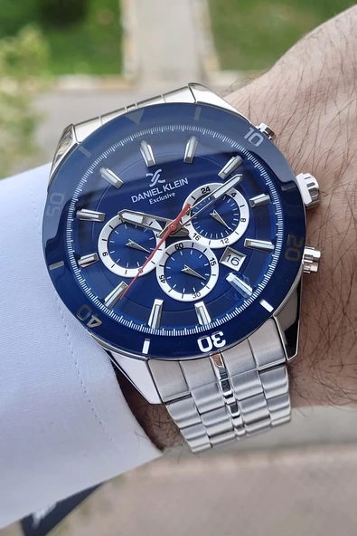 Daniel Klein DKISTE857 Kadranı Lacivert Kordonu Gümüş Renk İç Göstergeleri Aktif Erkek Kol Saati