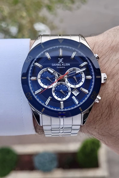 Daniel Klein DKISTE857 Kadranı Lacivert Kordonu Gümüş Renk İç Göstergeleri Aktif Erkek Kol Saati - Resim 2