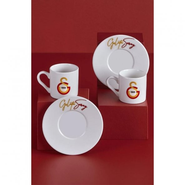 Neva N3476 Galatasaray Lisanslı El Yazılı 2Li Kahve Fincan Takımı - 2