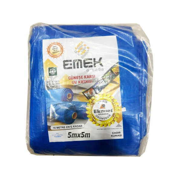 Emek Çadır Kumaşı Branda Tente UV Güneşlik Gölgelik Koruma Yağmur Su Geçirmez - 5x5 Metre - 1 Paket