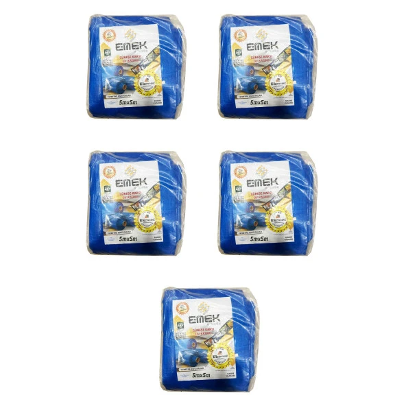 Emek Çadır Kumaşı Branda Tente UV Güneşlik Gölgelik Koruma Yağmur Su Geçirmez - 5x5 Metre - 5 Paket