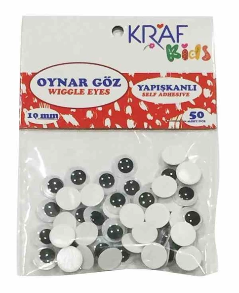 KRAF KIDS OYNAR GÖZ YAPIŞKANLI 10 MM 50 Lİ KK55