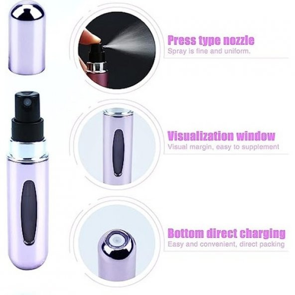 Rapsoli Mini Parfüm Şişesi Doldurulabilir Parfüm Şişesi Atomizer Cep Parfüm Şişesi Transfer Parfüm Şişesi - 3
