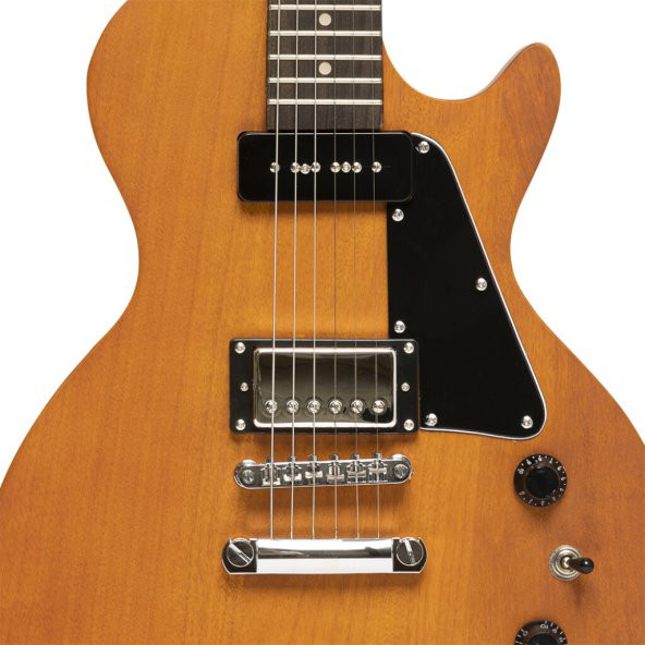 STAGG LES POUL ELEKTRO GİTAR NATUREL SEL-HB90VYL - Resim 3